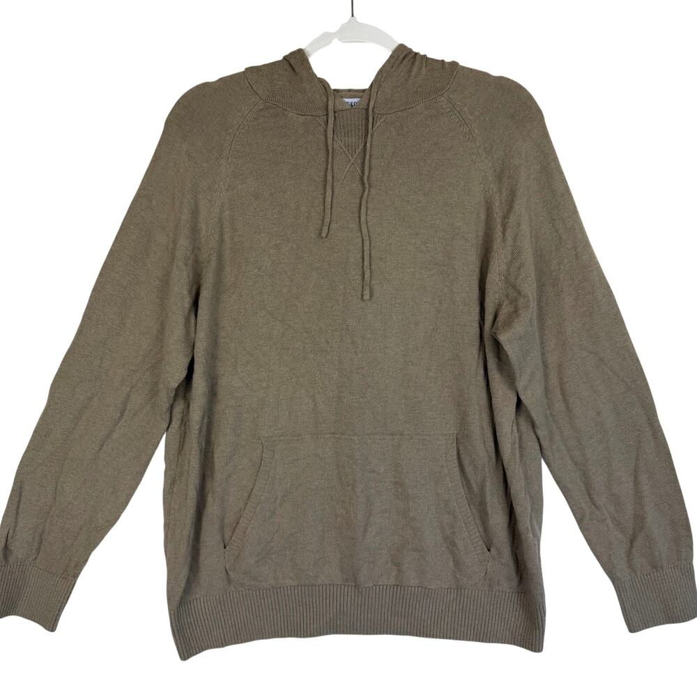 Precedent Los Angeles Cashmere Blend Mens Sweater Large L Brown Knit Hoodie